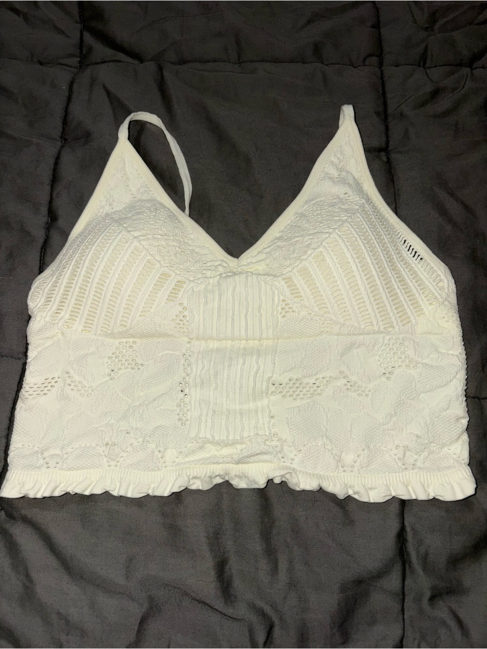 White Crochet Lace Crop Bralette Top - Women